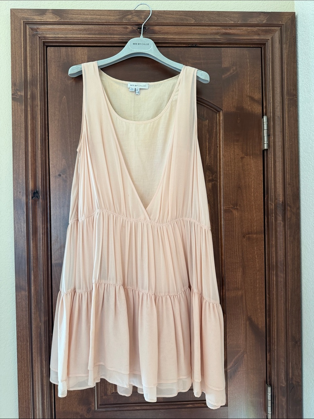 See By Chloé Blush Pink Tiered Mini Dress